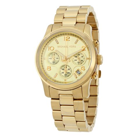 michael kors chronograph gold tone ladies watch mk5055|Michael Kors Women's Chronograph Runway Gold.